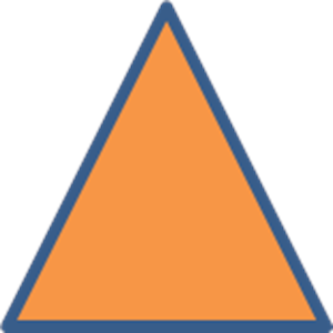 oranges Dreieck mit blauer Umrandung